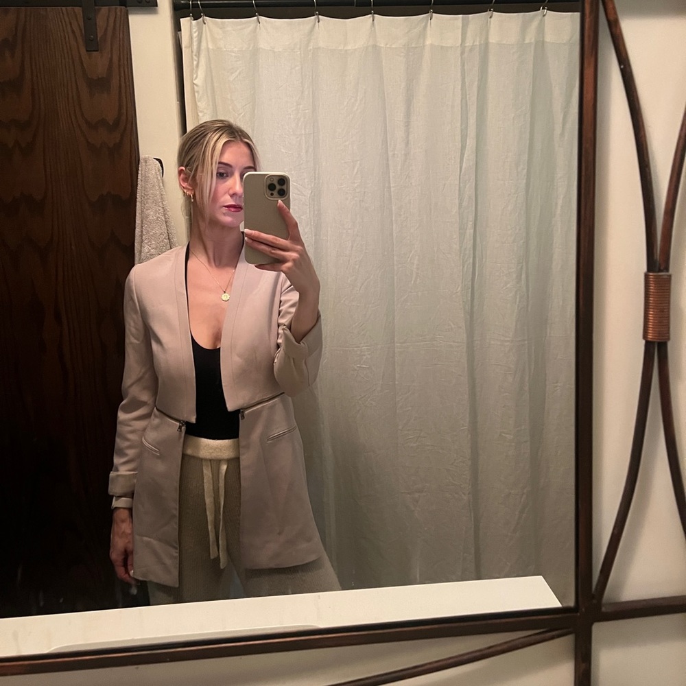 BCBG Cream Zipper Blazer